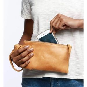 ABLE Cognac RACHEL wristlet Leather
